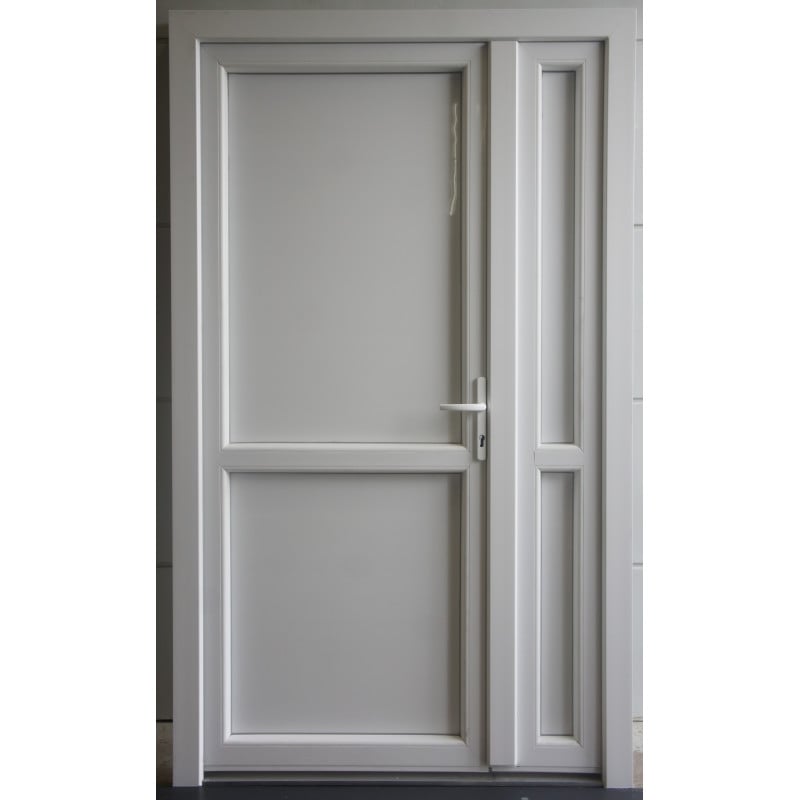 Porte d'entrée Tiercée PVC Blanc H210xL125 Norme PMR | Fin de Chantier