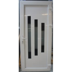 Porte d'entrée PVC blanc/anthracite H218xL96cm - MTU165 | Fin de Chantier